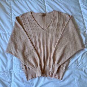 Philosophy Light Pink Valentines V-Neck Ribbed  Sweater Small Soft Breathable